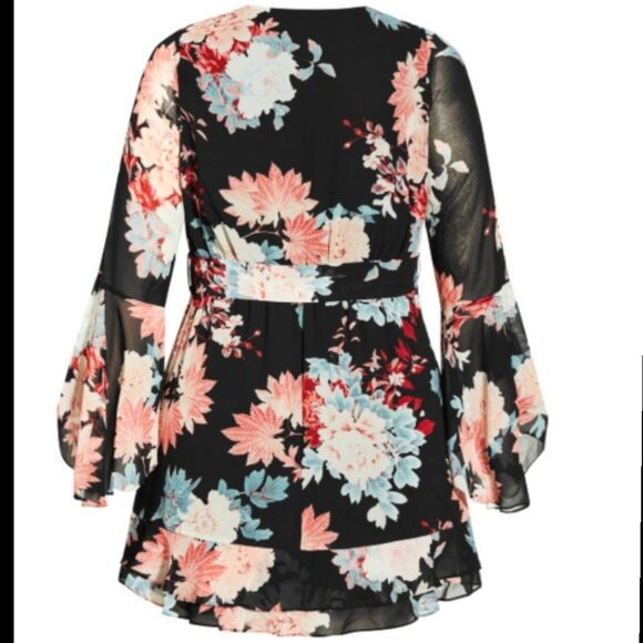 City Chic Black Summer Flirt Floral Dress 12 NWT - Picture 4 of 6